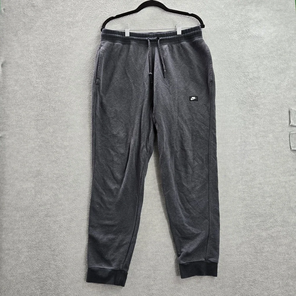 Nike Men Activewear Pants L Gray French Terry Jogger Logo 29